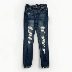 Vanilla Star Jeans Juniors 26/3 High Rise Skinny Distressed Blue Measure 25 x 25